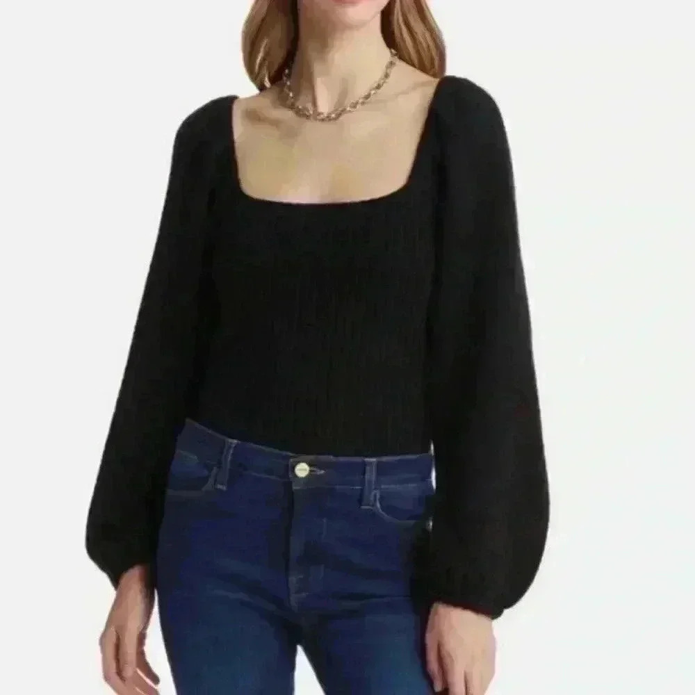 Halogen Sweater. Ballon sleeves. Black. Size XL. NWT.